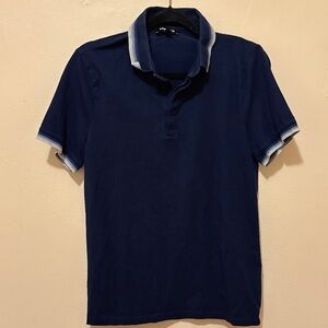 Express Dark Blue Polo with Striped Collar